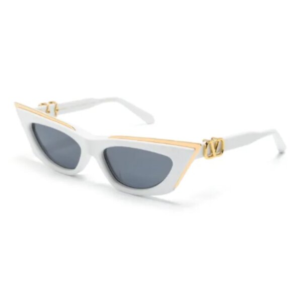 NWT VALENTINO V-GOLDCUT-I WHITE CAT EYE WOMEN SUNGLASSES VALENTINO VLS-113D - Picture 1 of 6